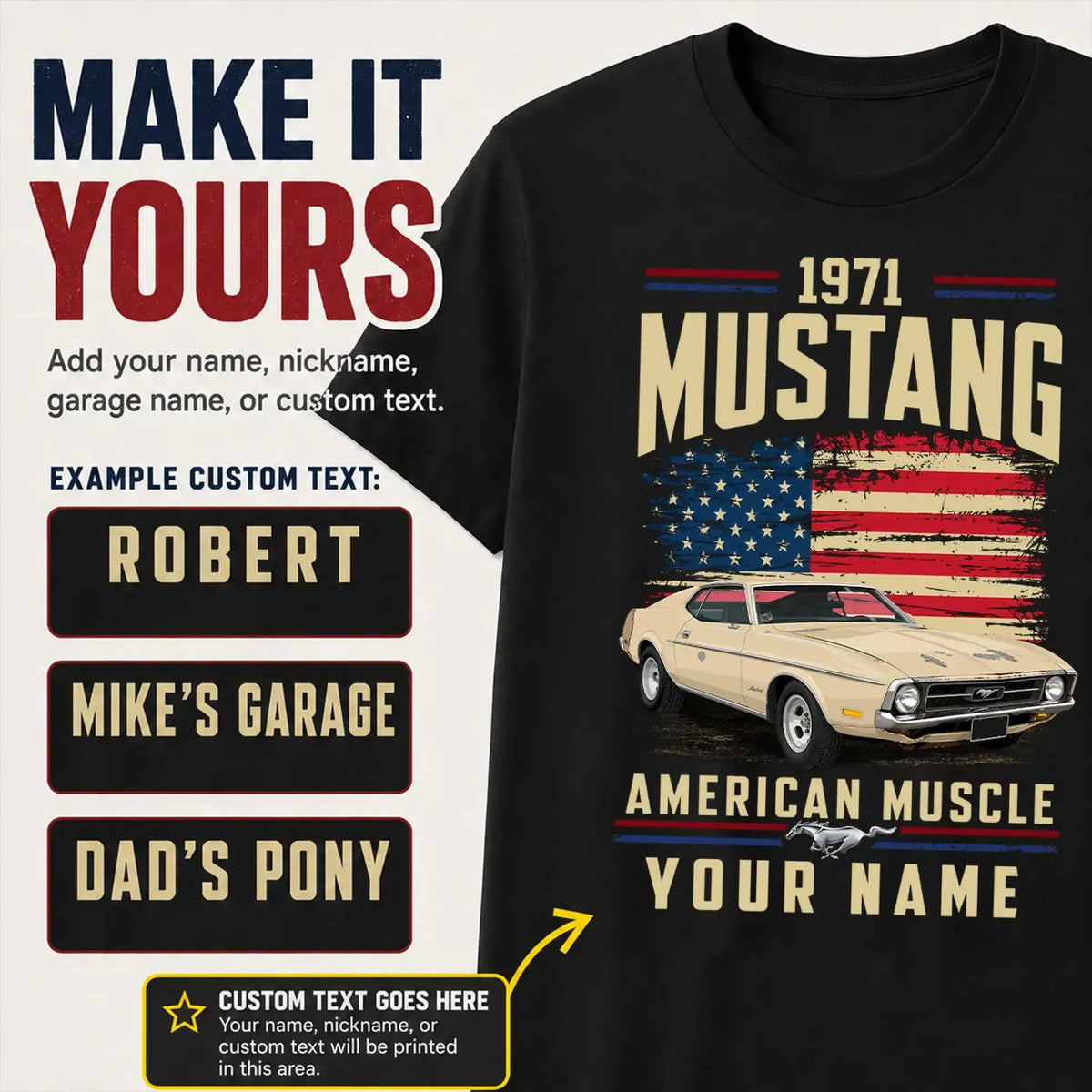 1971 Mustang Muscle Car Personalized Apparel
