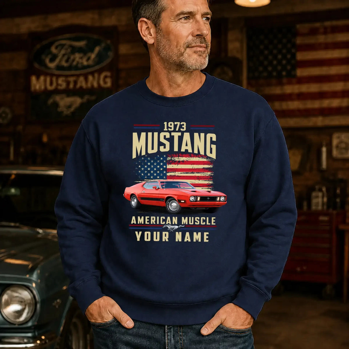 1973 Mustang Muscle Car Personalized Apparel
