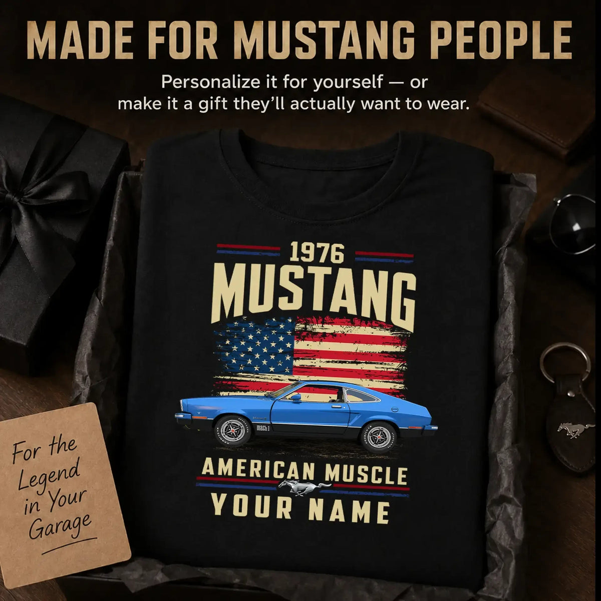 1976 Mustang Muscle Car Personalized Apparel