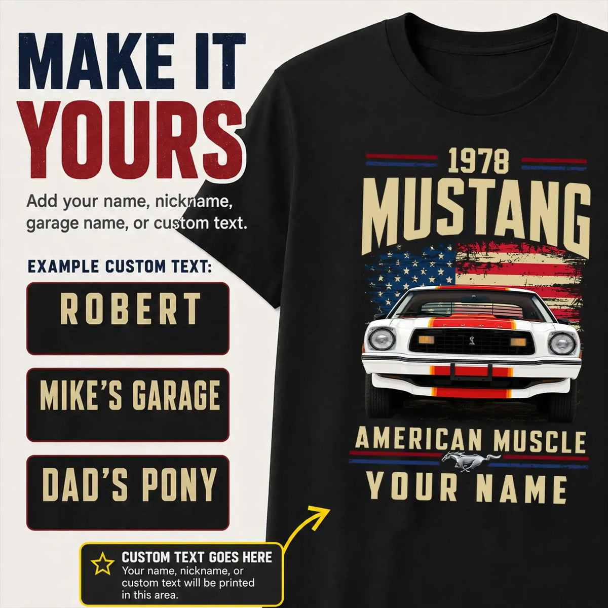 1978 Mustang Muscle Car Personalized Apparel