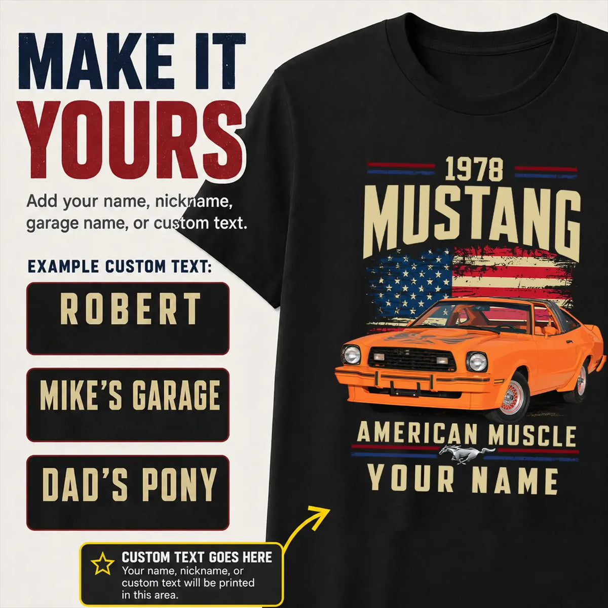 1978 Mustang Muscle Car Personalized Apparel