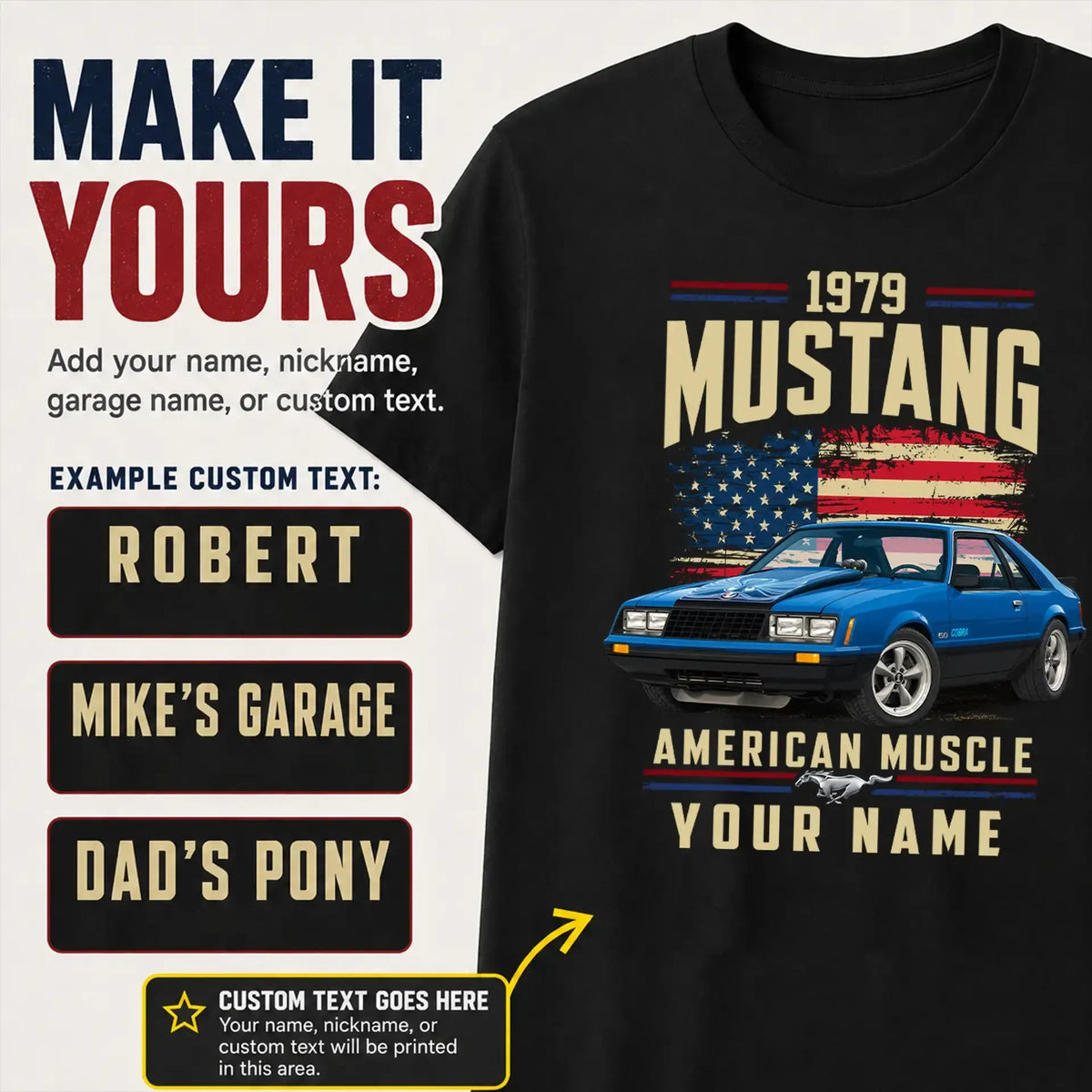 1979 Mustang Muscle Car Personalized Apparel
