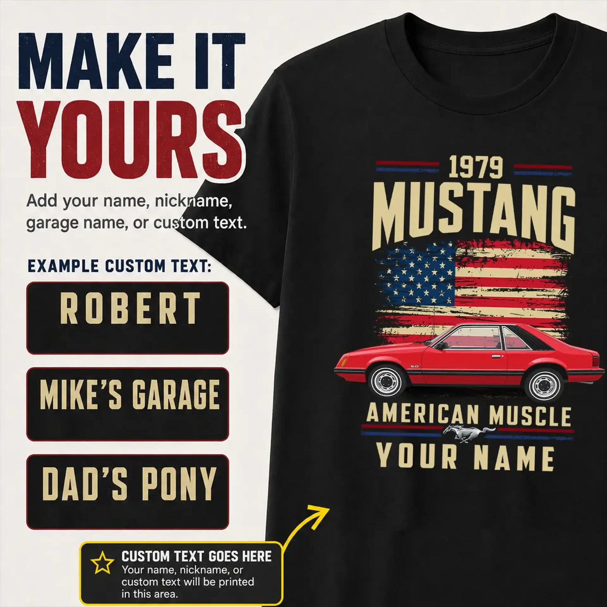 1979 Mustang Muscle Car Personalized Apparel
