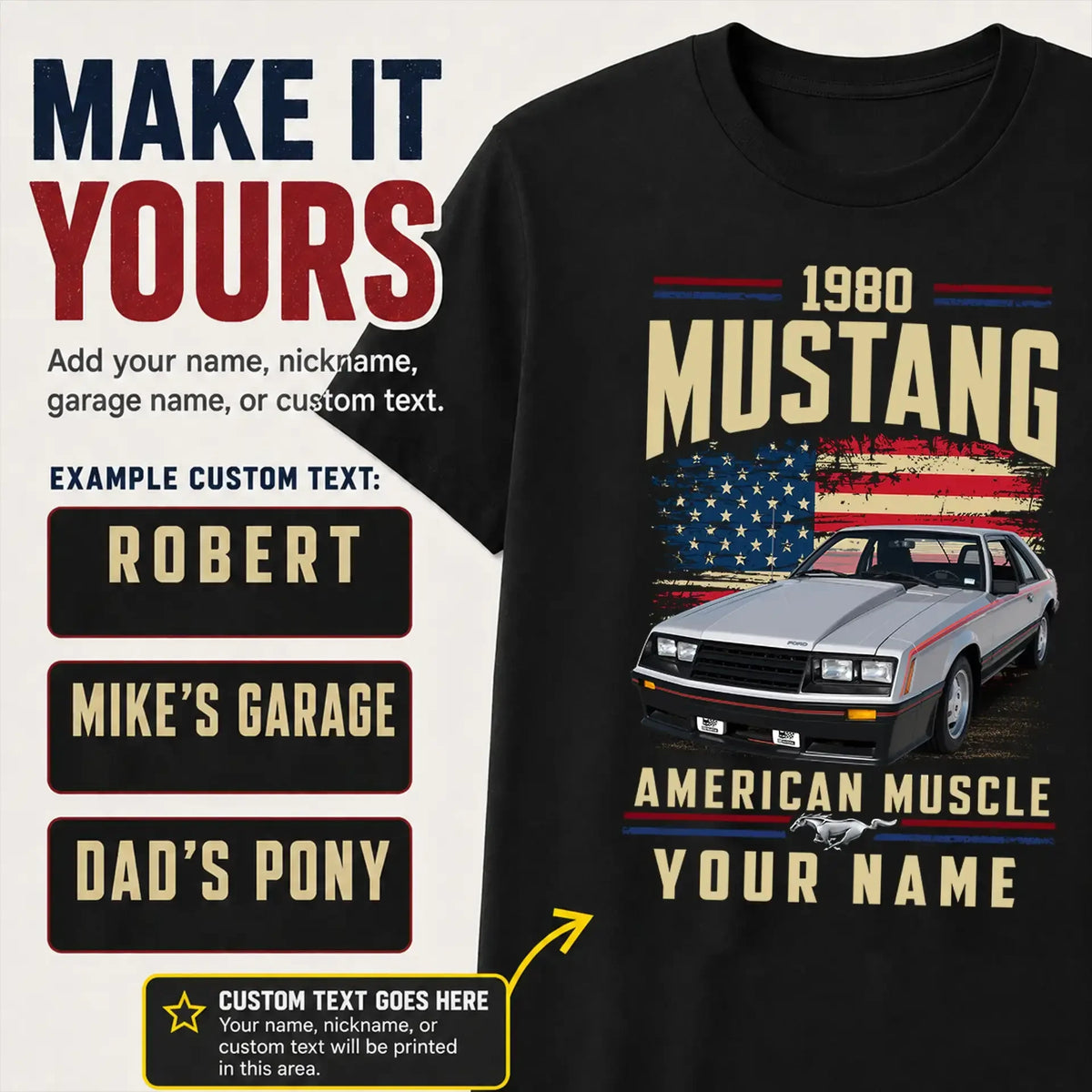 1980 Mustang Muscle Car Personalized Apparel