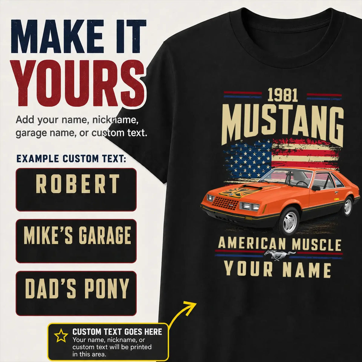 1981 Mustang Muscle Car Personalized Apparel