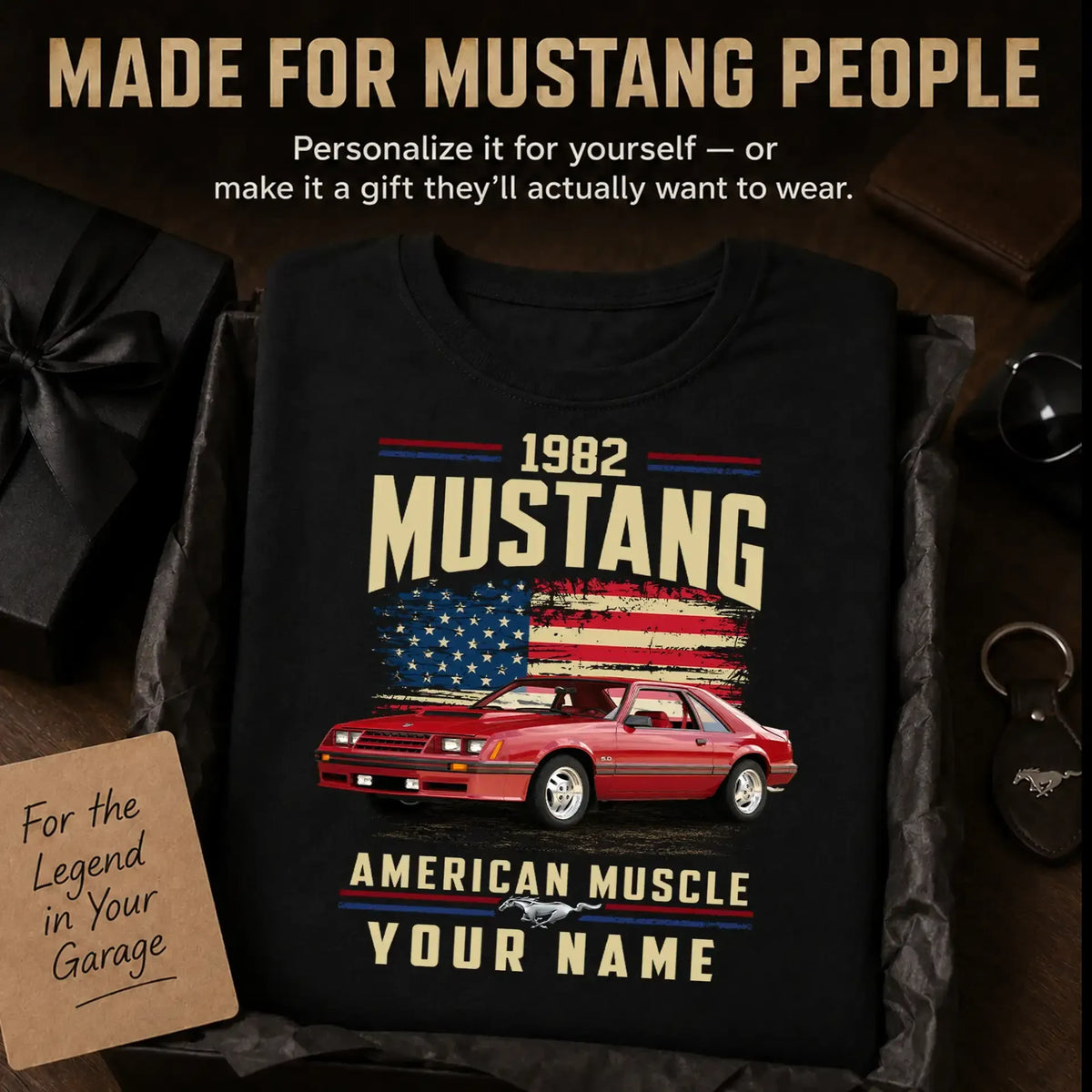 1982 Mustang Muscle Car Personalized Apparel