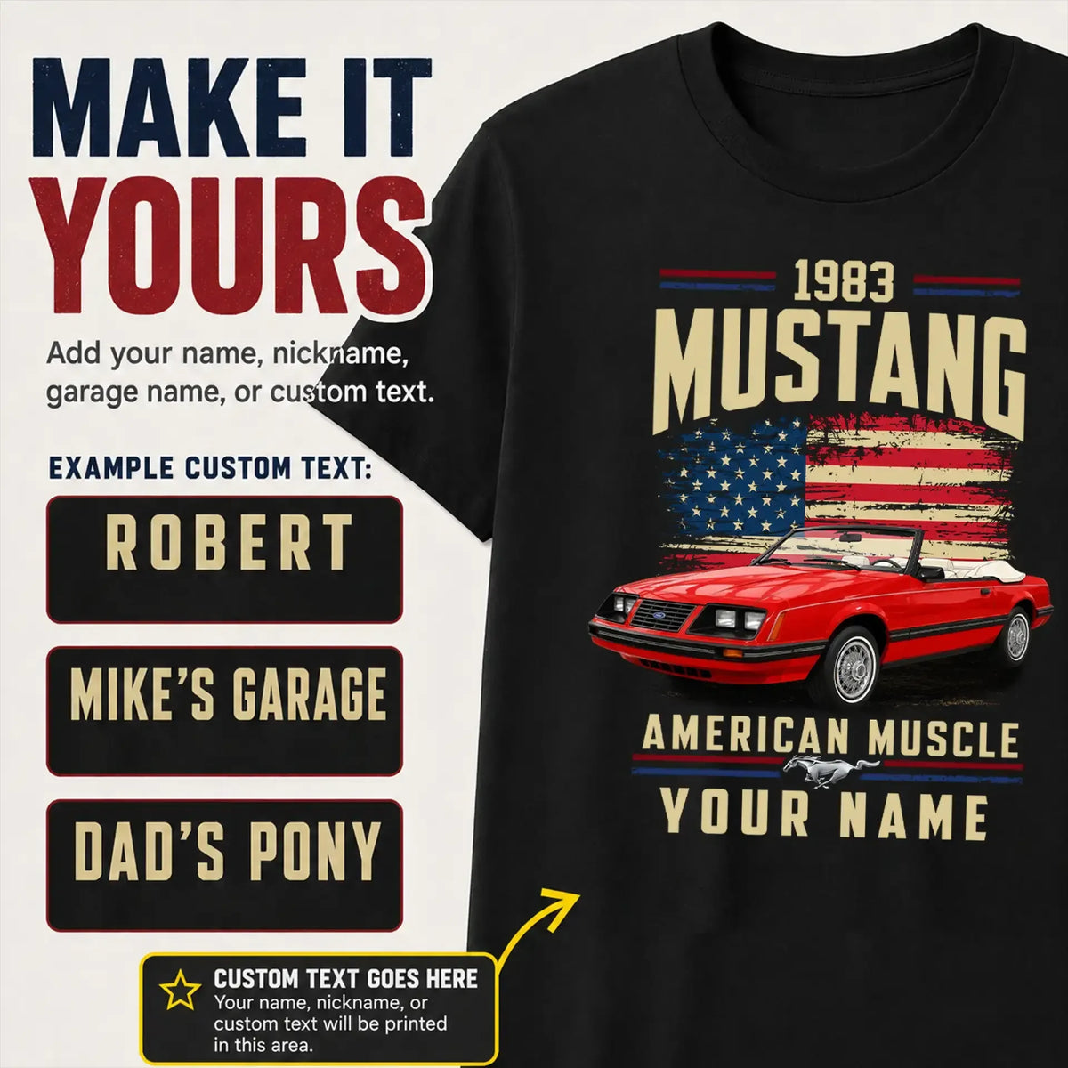 1983 Mustang Muscle Car Personalized Apparel