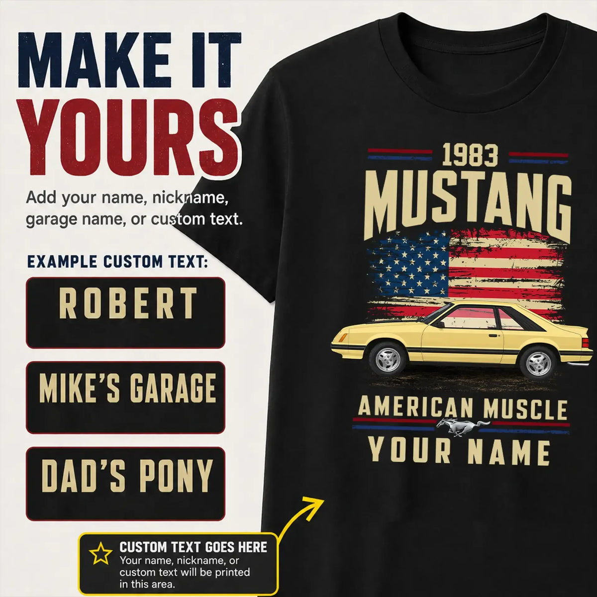 1983 Mustang Muscle Car Personalized Apparel