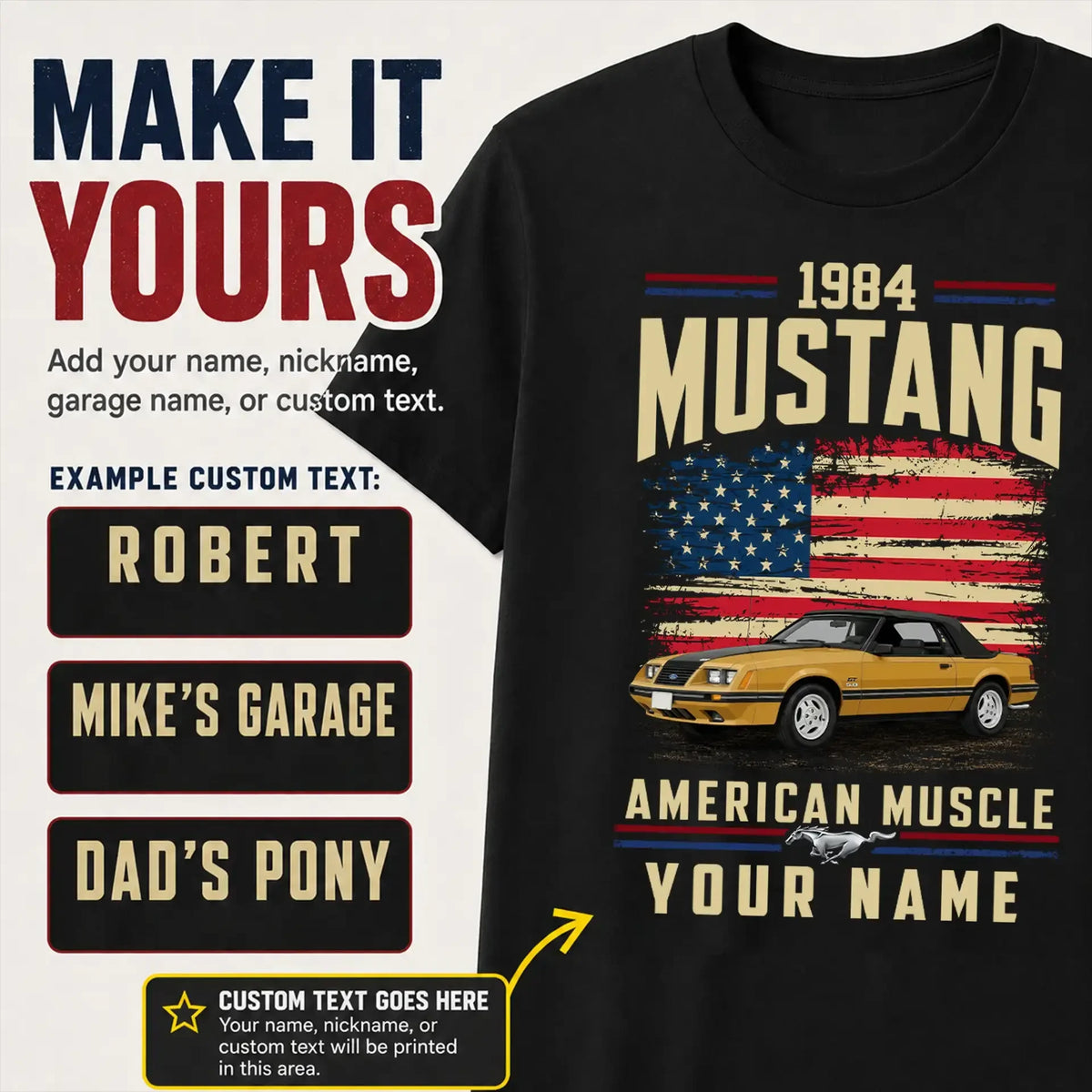 1984 Mustang Muscle Car Personalized Apparel
