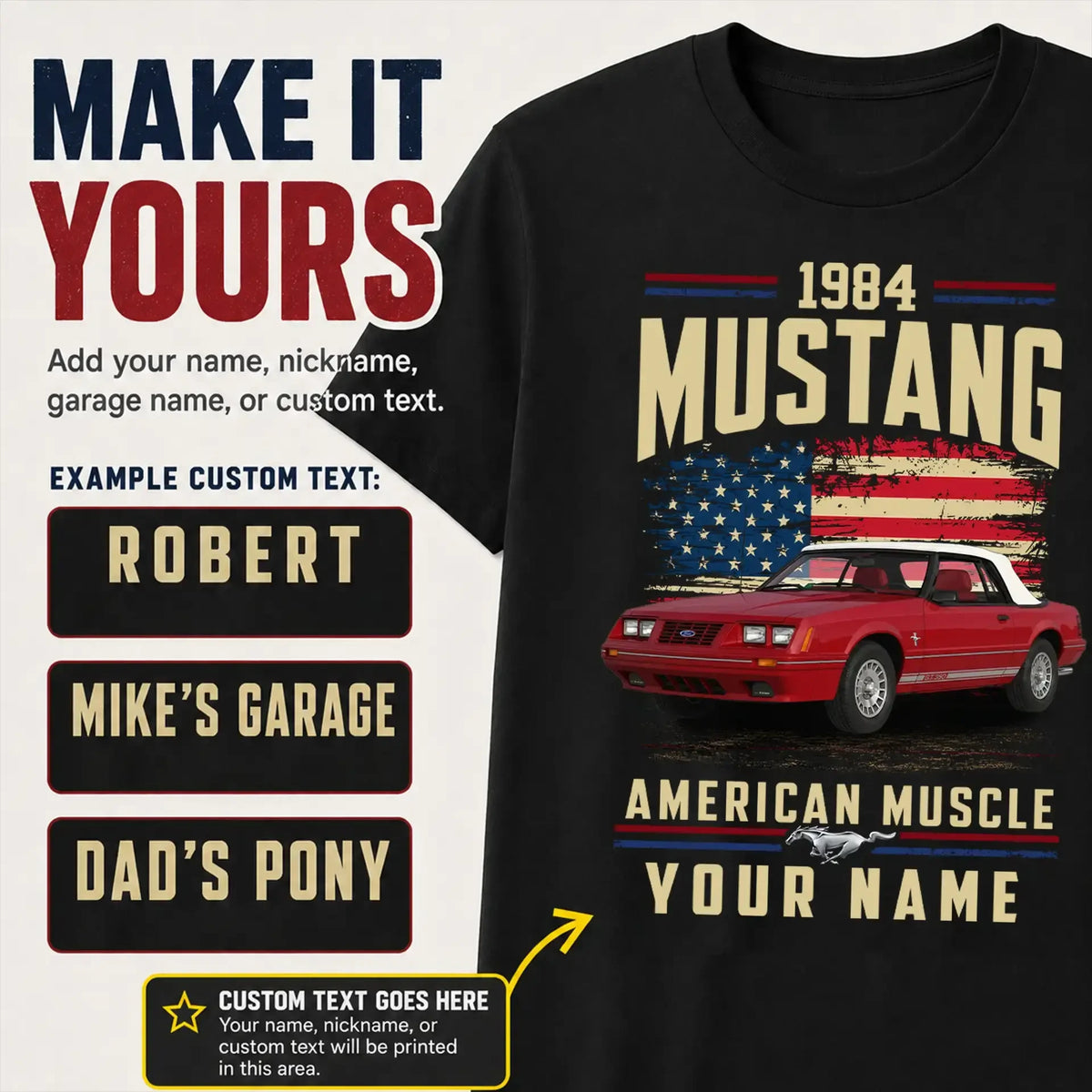 1984 Mustang Muscle Car Personalized Apparel