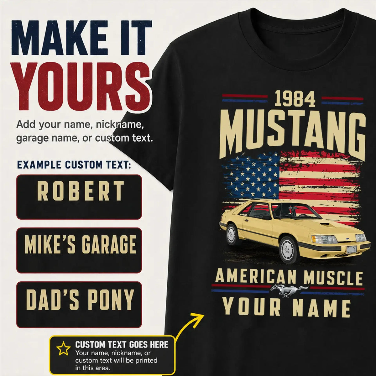 1984 Mustang Muscle Car Personalized Apparel