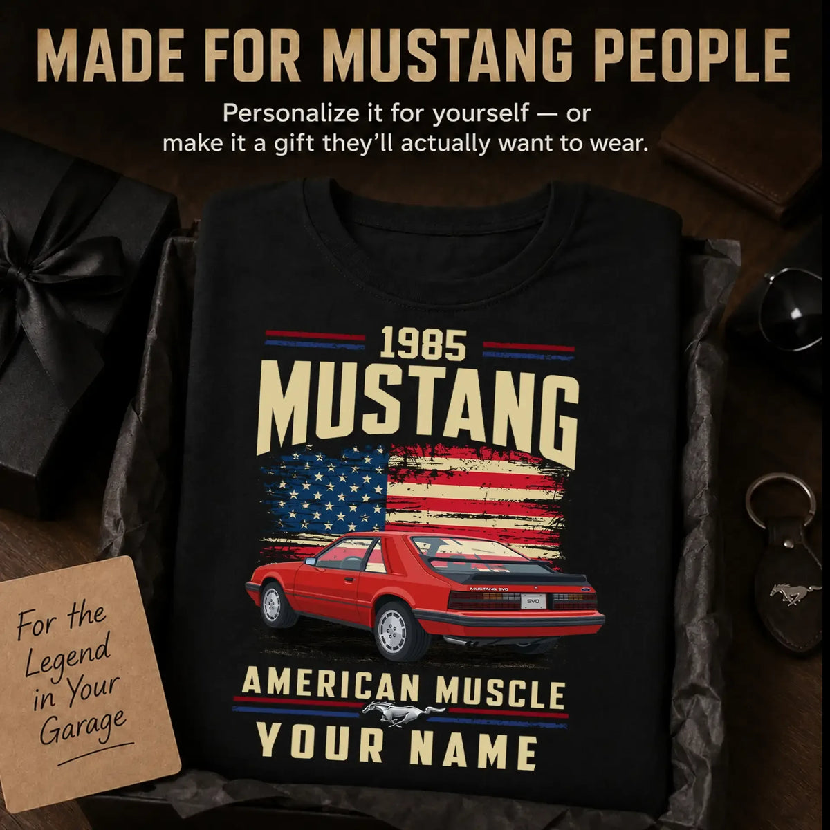 1985 Mustang Muscle Car Personalized Apparel