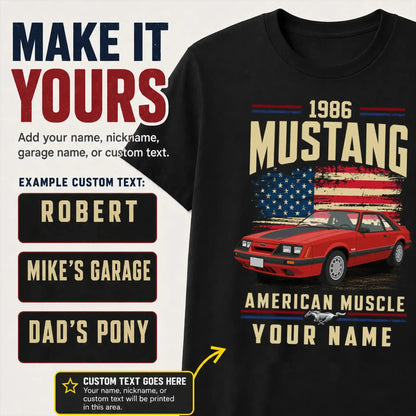 1986 Mustang Muscle Car Personalized Apparel