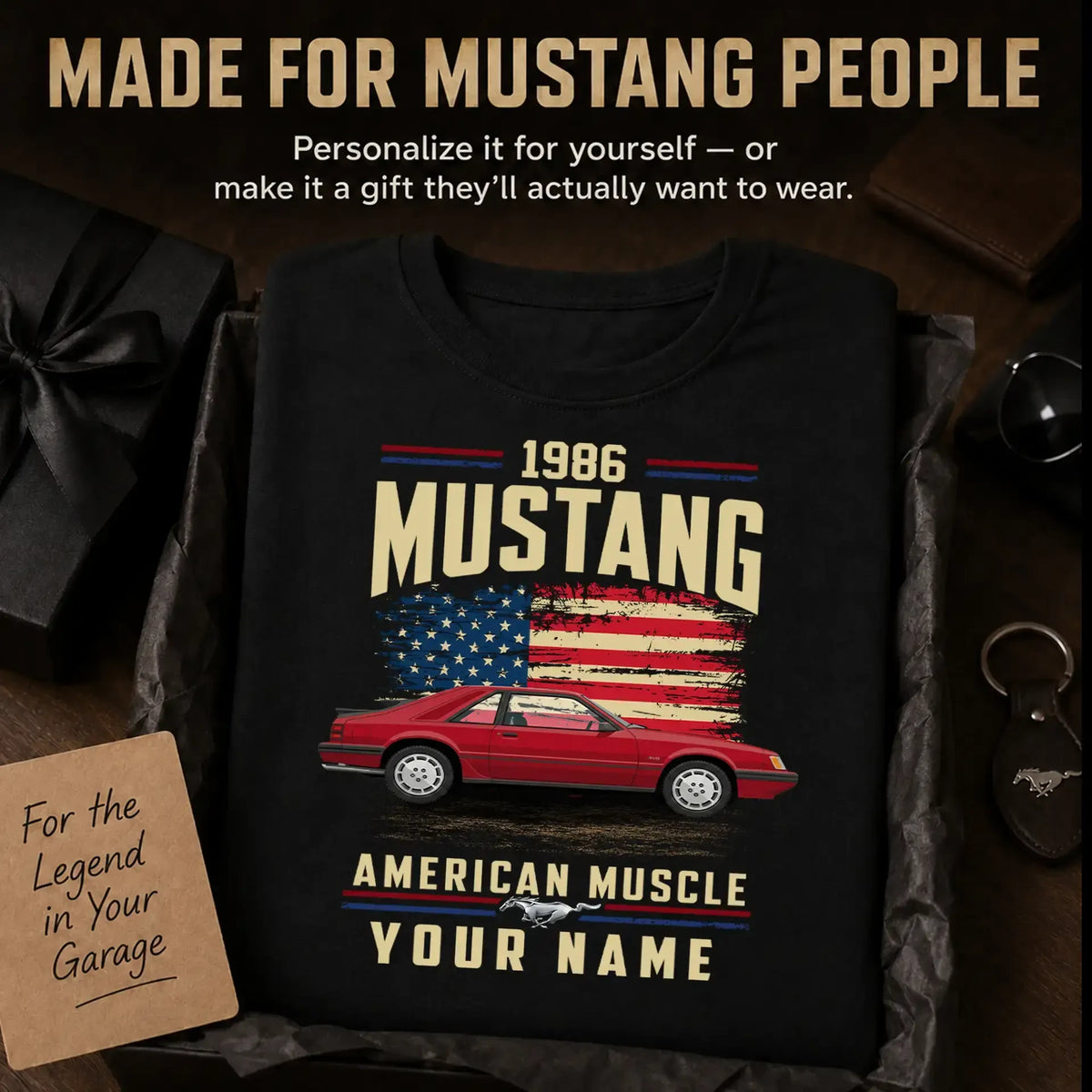 1986 Mustang Muscle Car Personalized Apparel
