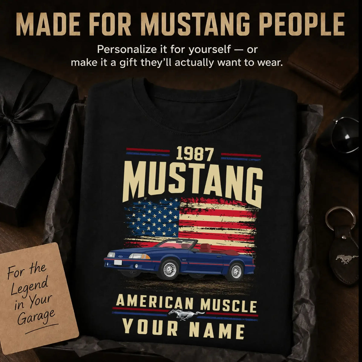 1987 Mustang Muscle Car Personalized Apparel