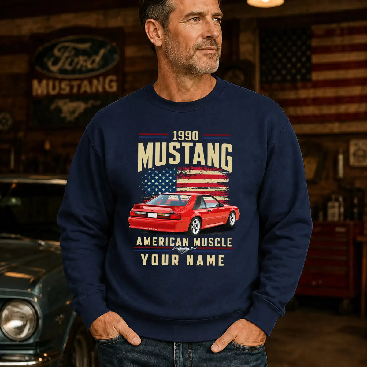 1990 Mustang Muscle Car Personalized Apparel