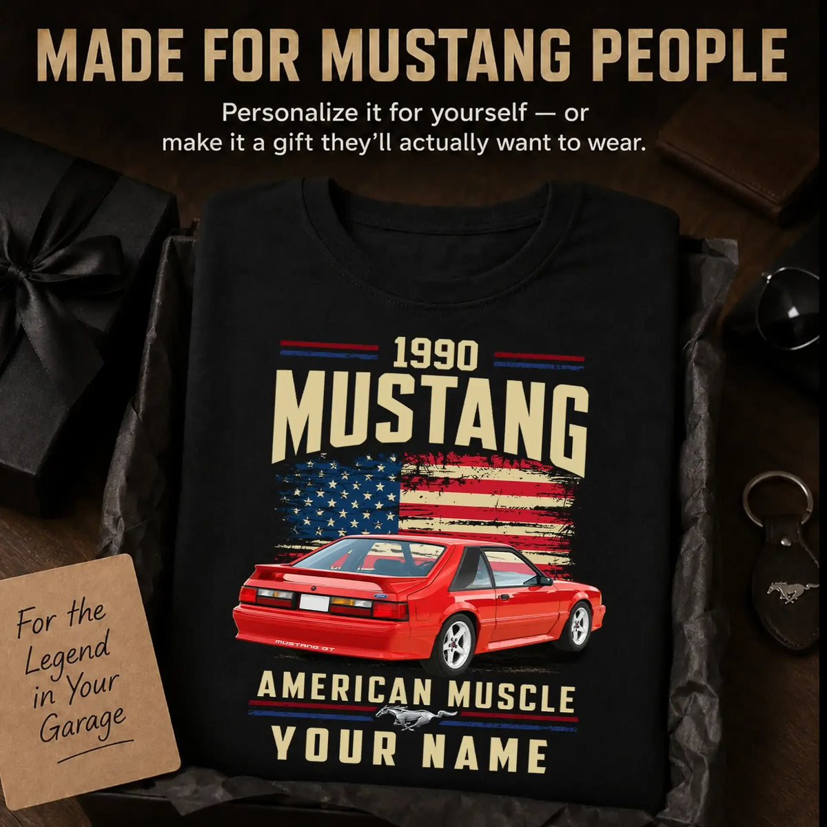 1990 Mustang Muscle Car Personalized Apparel