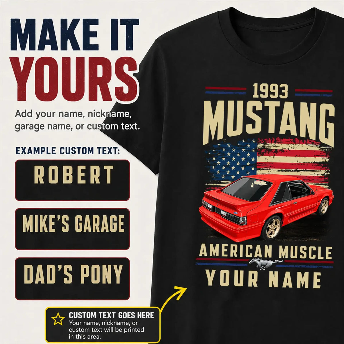 1993 Mustang Muscle Car Personalized Apparel
