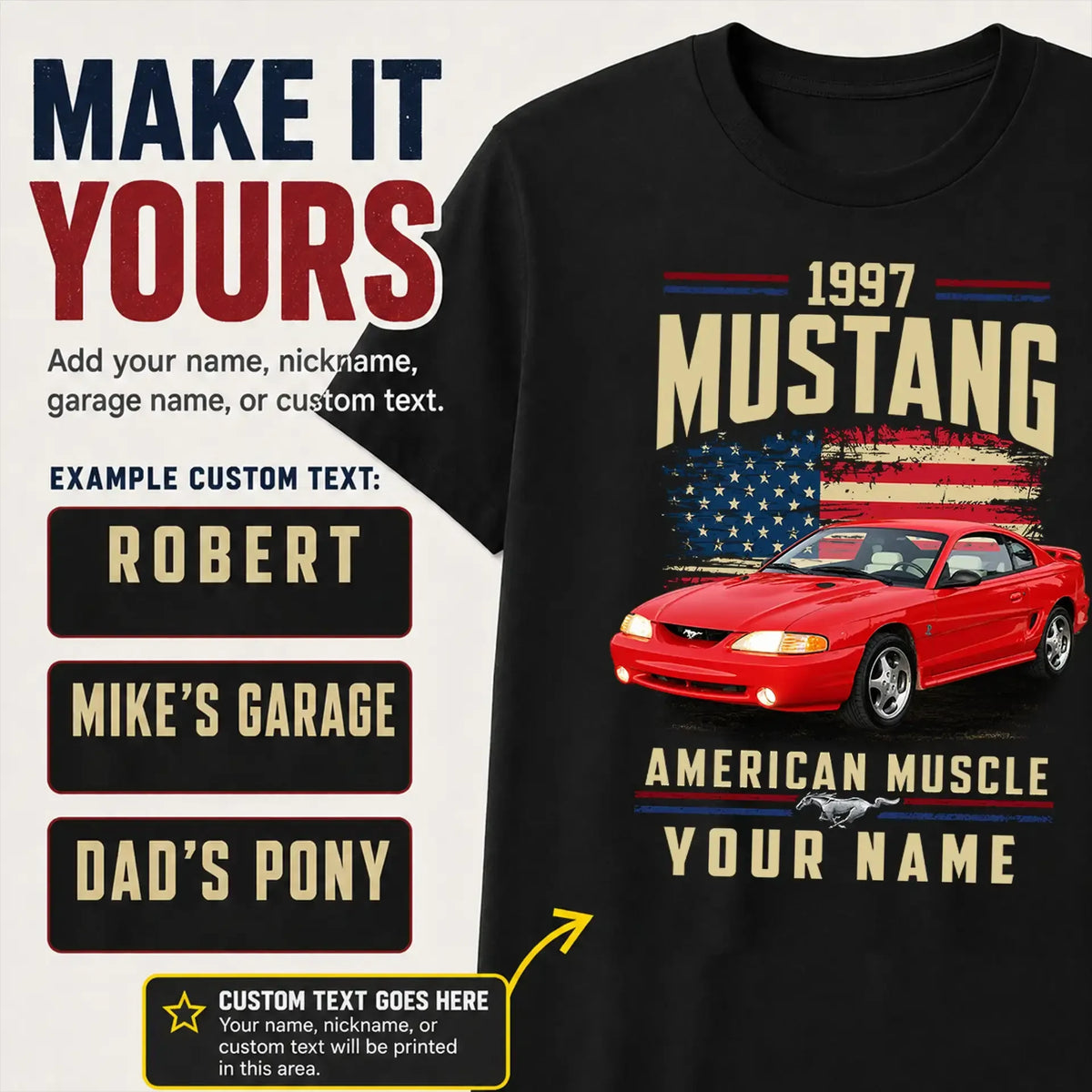 1997 Mustang Muscle Car Personalized Apparel