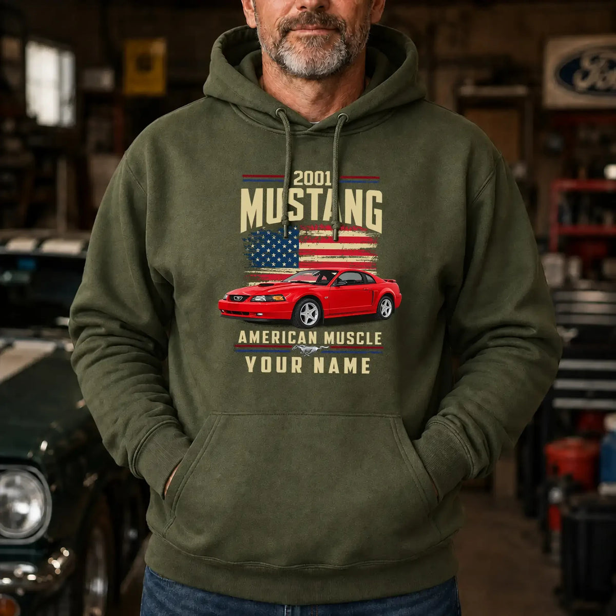 2001 Mustang Muscle Car Personalized Apparel