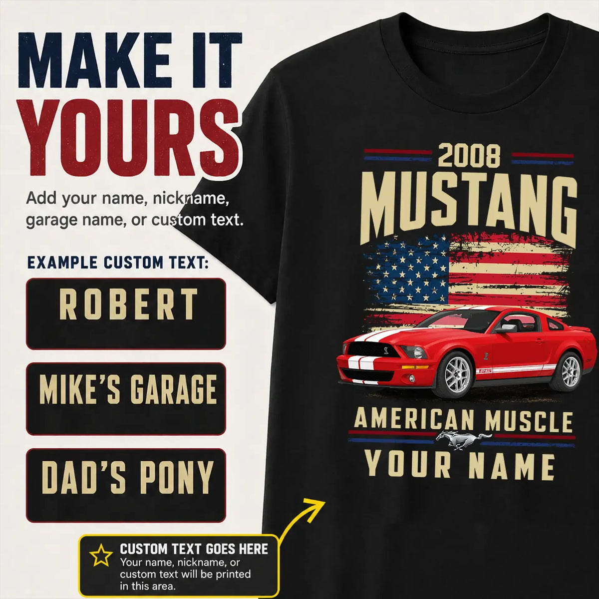 2008 Mustang Muscle Car Personalized Apparel