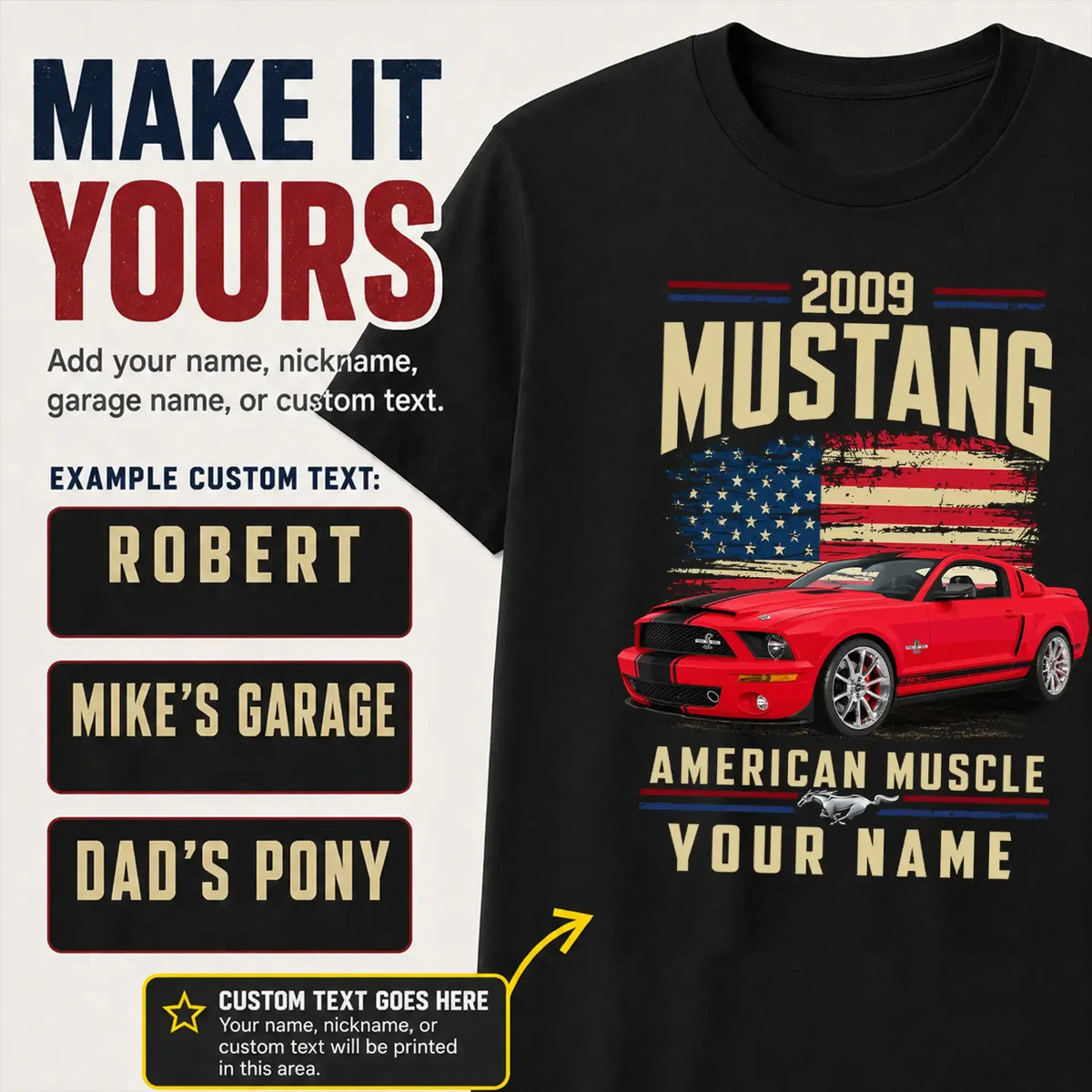 2009 Mustang Muscle Car Personalized Apparel
