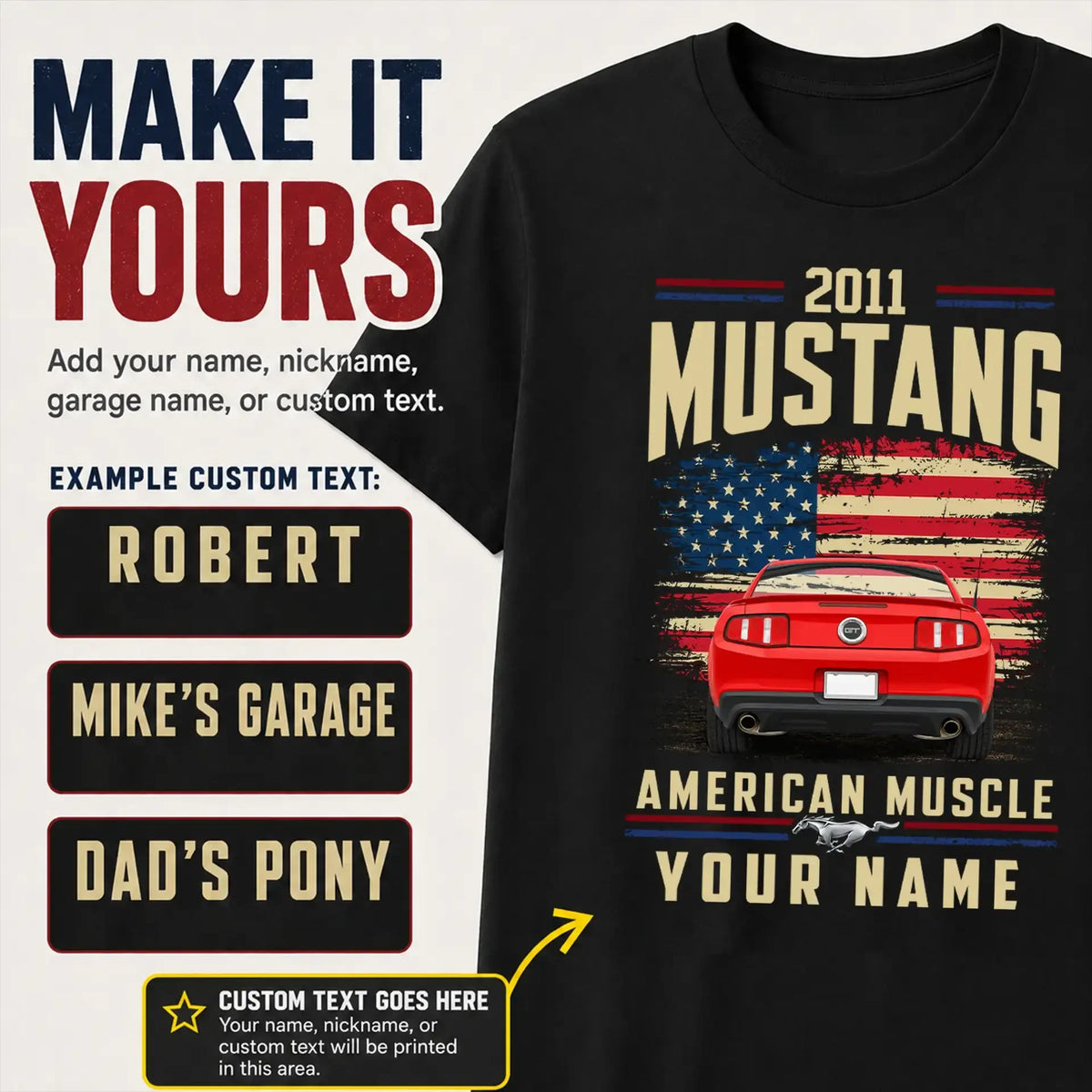 2011 Mustang Muscle Car Personalized Apparel