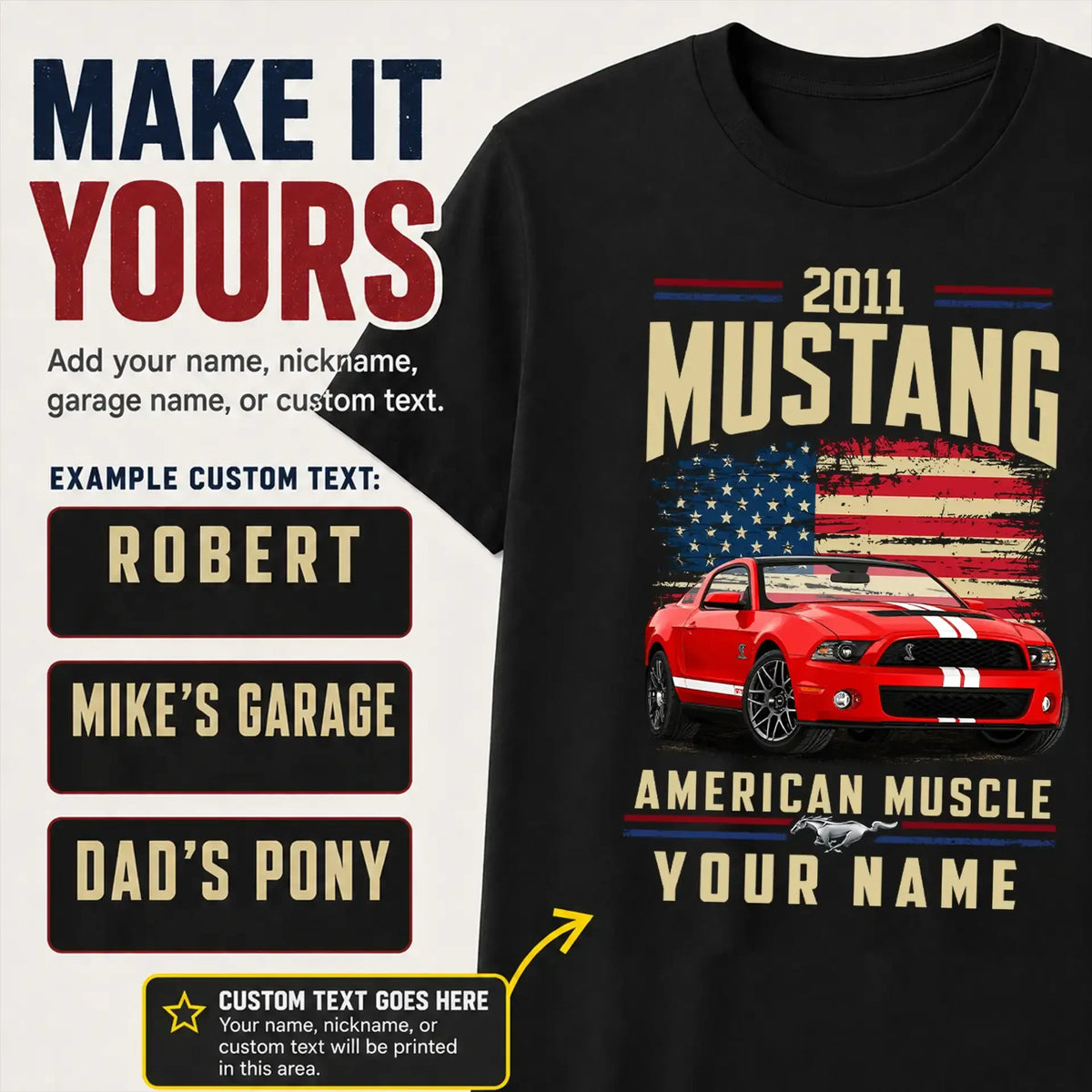 2011 Mustang Muscle Car Personalized Apparel