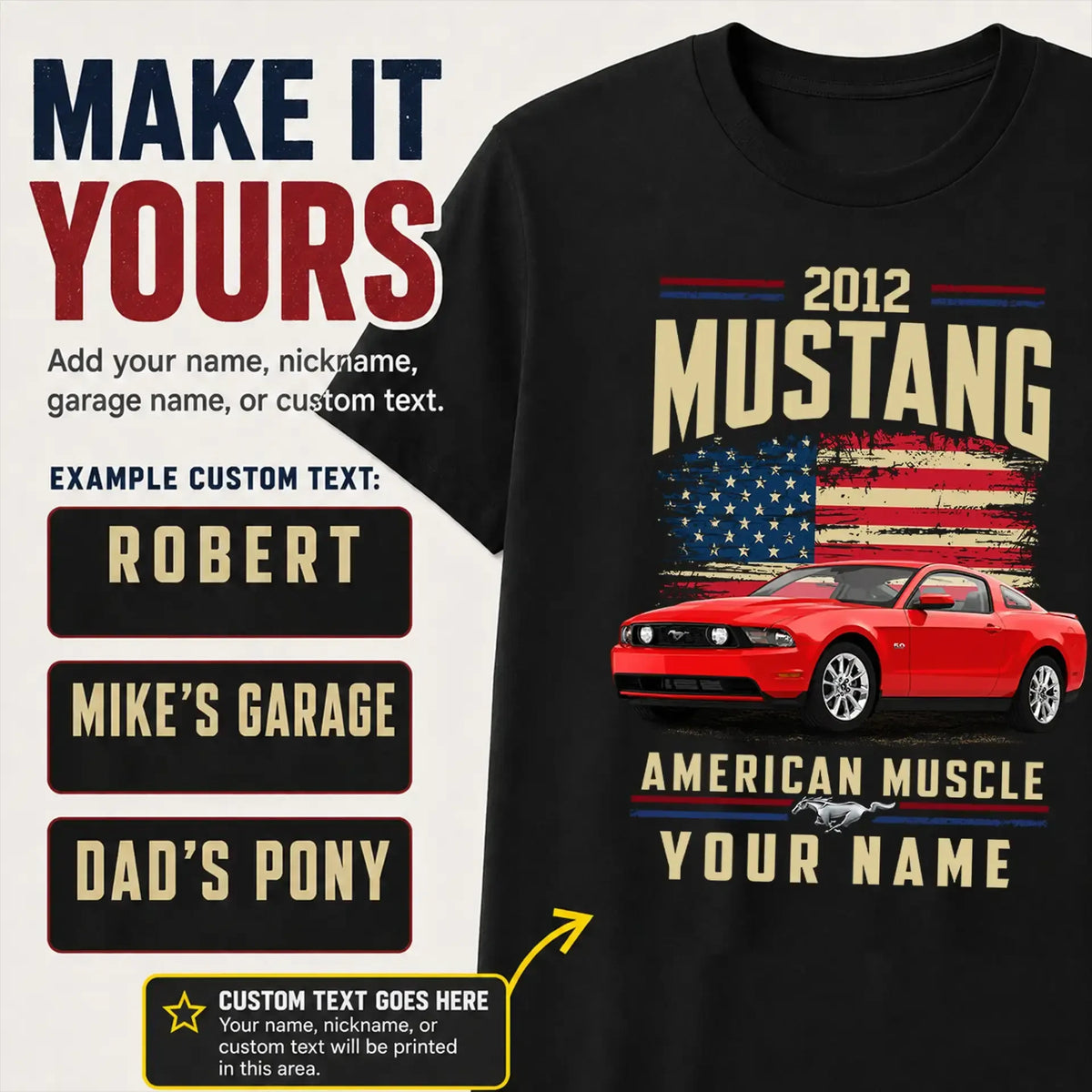 2012 Mustang Muscle Car Personalized Apparel