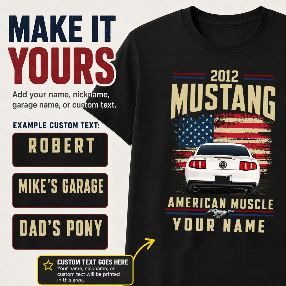 2012 Mustang Muscle Car Personalized Apparel
