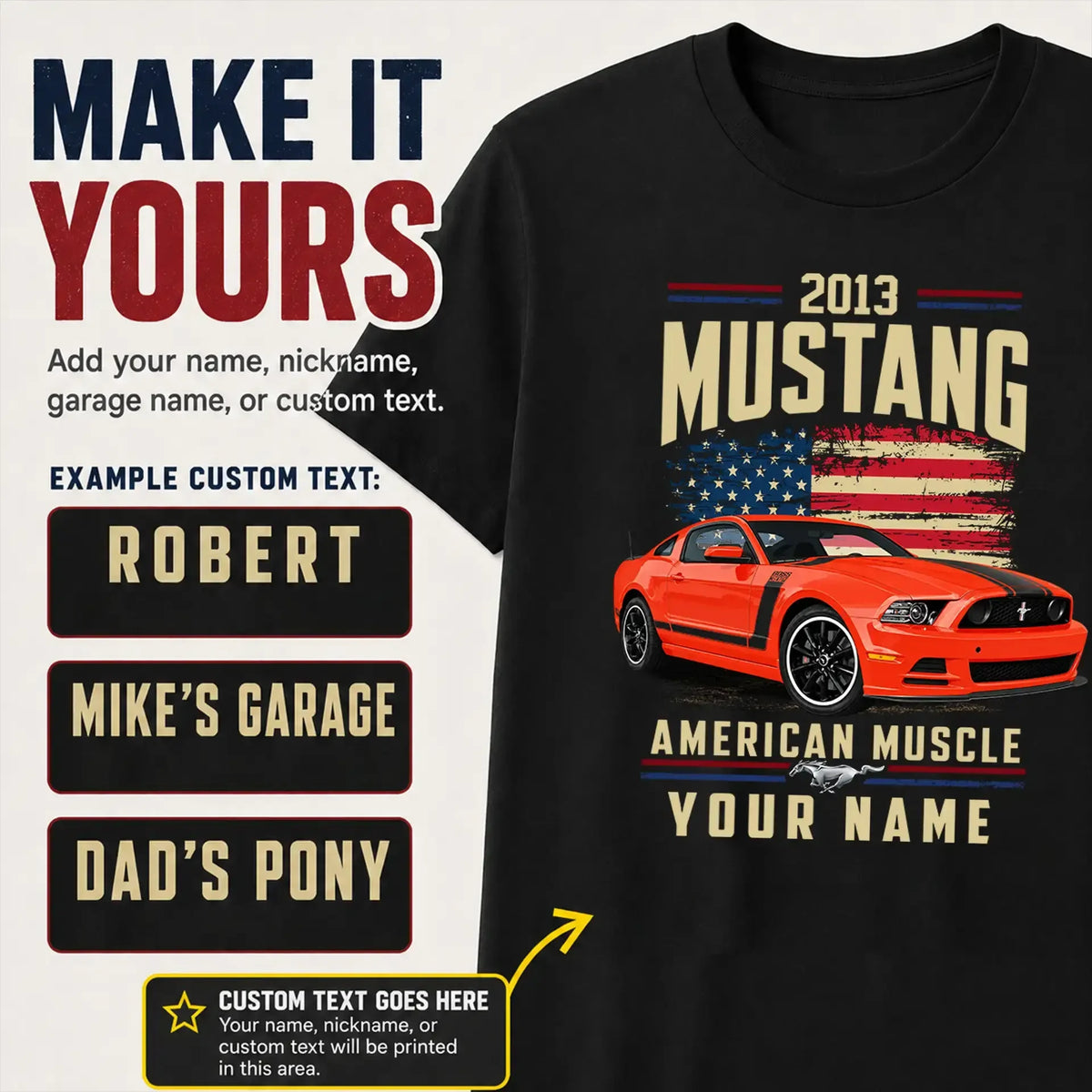 2013 Mustang Muscle Car Personalized Apparel