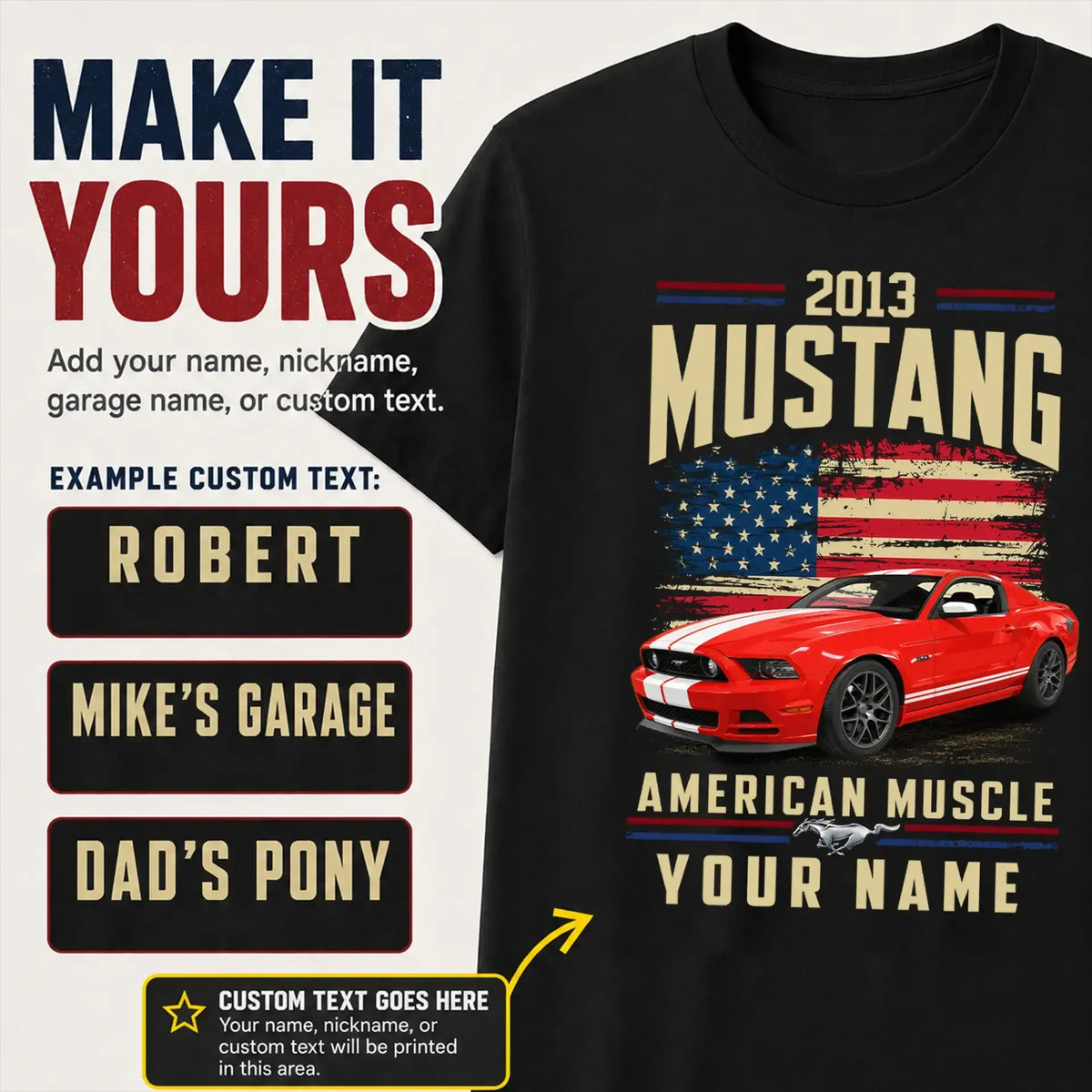 2013 Mustang Muscle Car Personalized Apparel