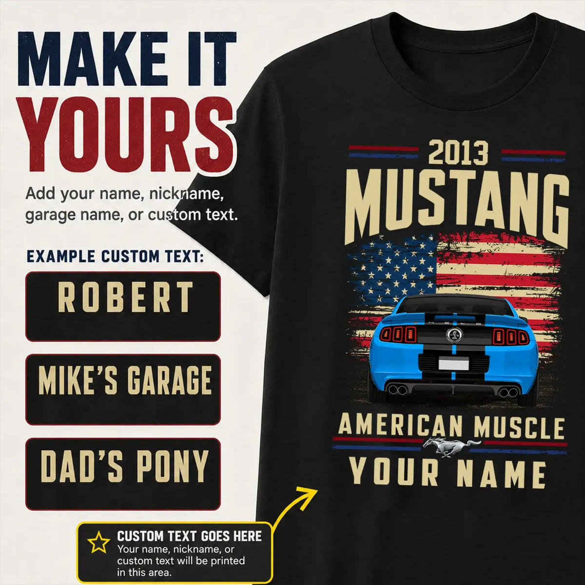 2013 Mustang Muscle Car Personalized Apparel