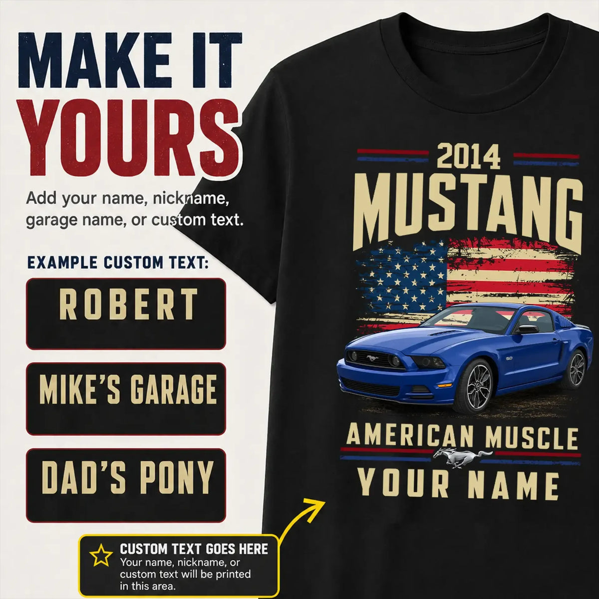 2014 Mustang Muscle Car Personalized Apparel