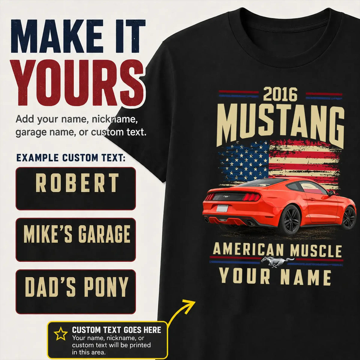 2016 Mustang Muscle Car Personalized Apparel