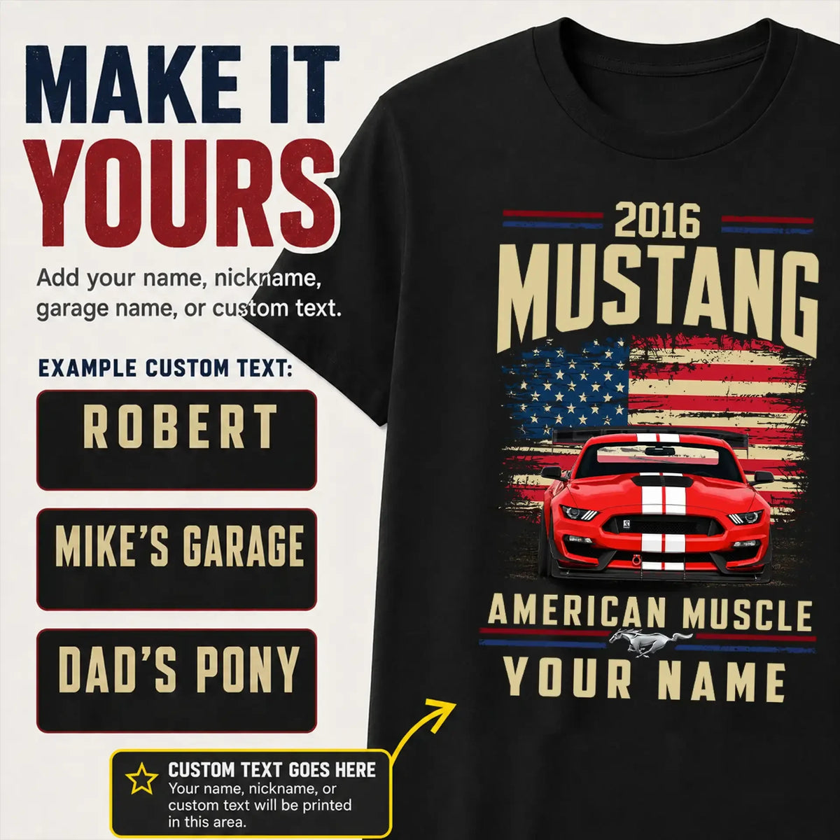 2016 Mustang Muscle Car Personalized Apparel