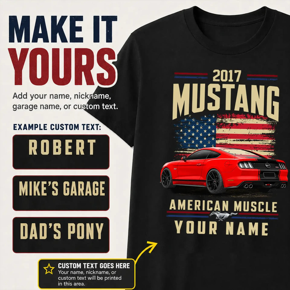 2017 Mustang Muscle Car Personalized Apparel