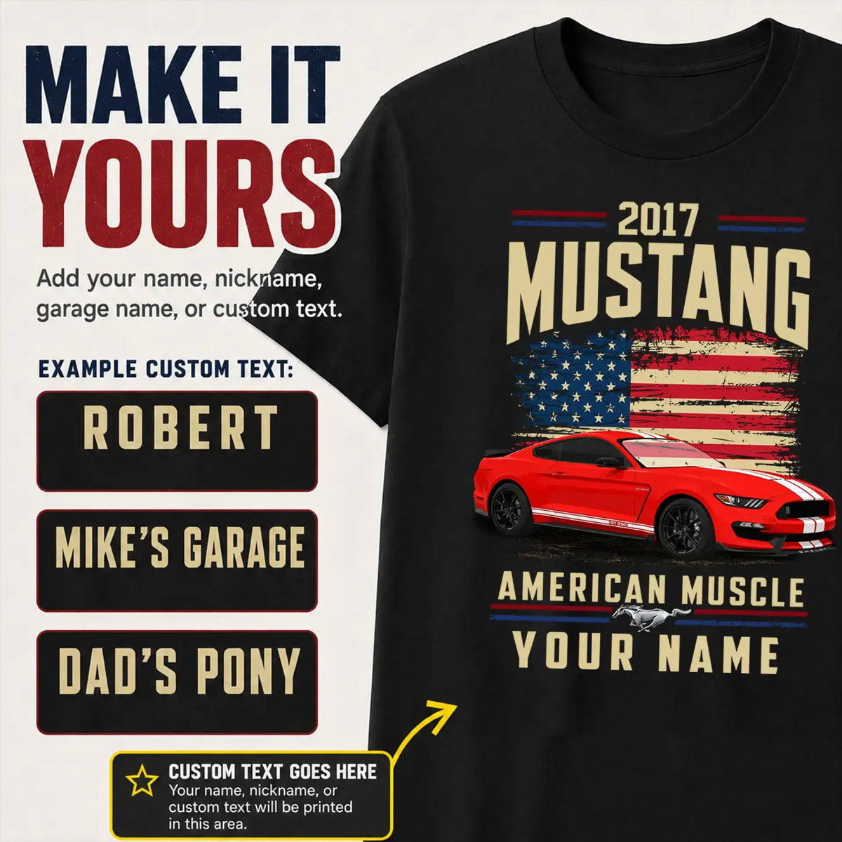 2017 Mustang Muscle Car Personalized Apparel