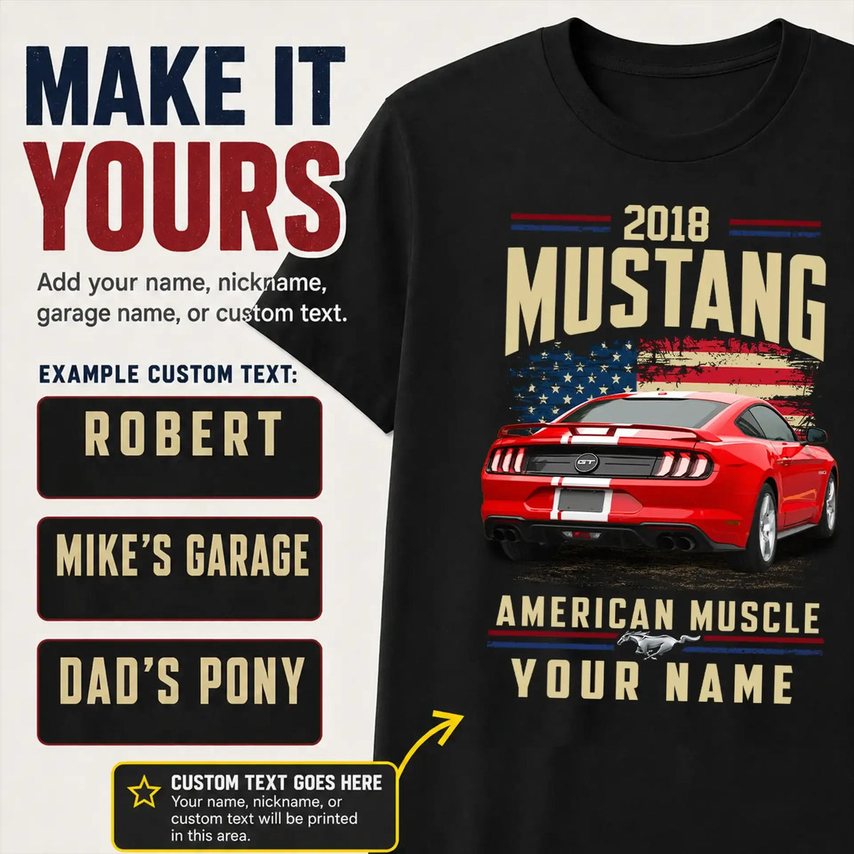 2018 Mustang Muscle Car Personalized Apparel