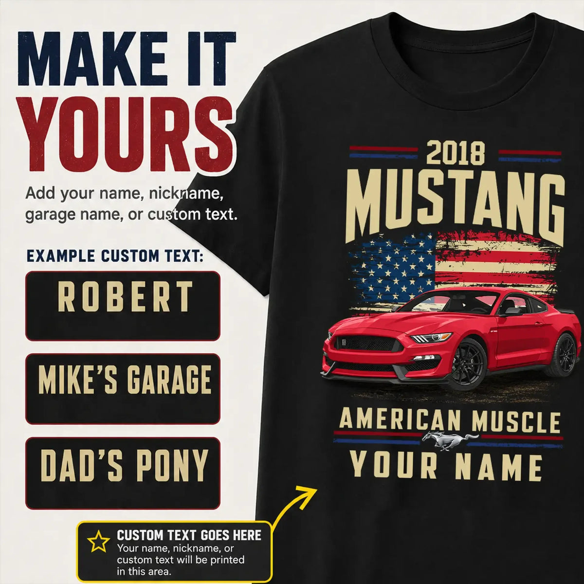 2018 Mustang Muscle Car Personalized Apparel