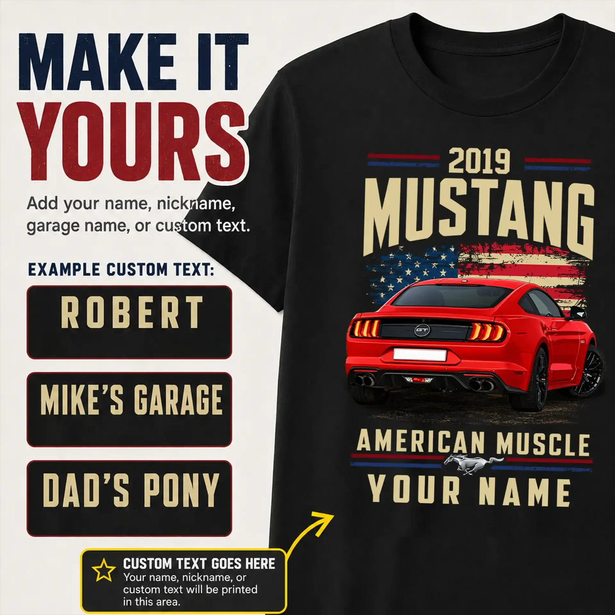 2019 Mustang Muscle Car Personalized Apparel