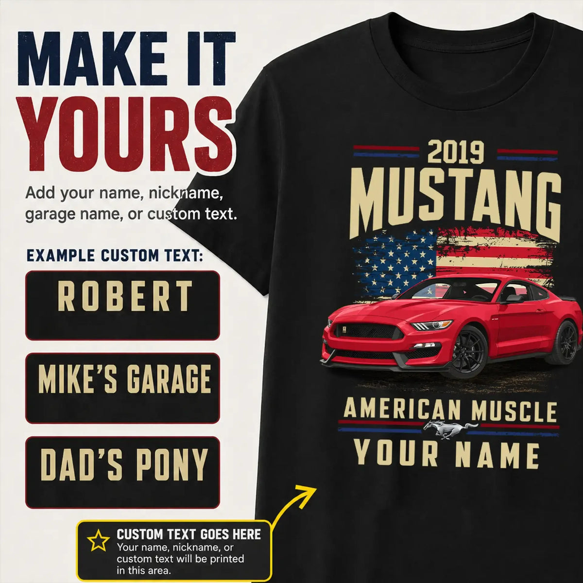 2019 Mustang Muscle Car Personalized Apparel