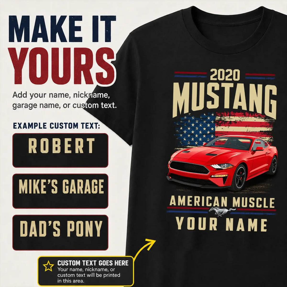 2020 Mustang Muscle Car Personalized Apparel