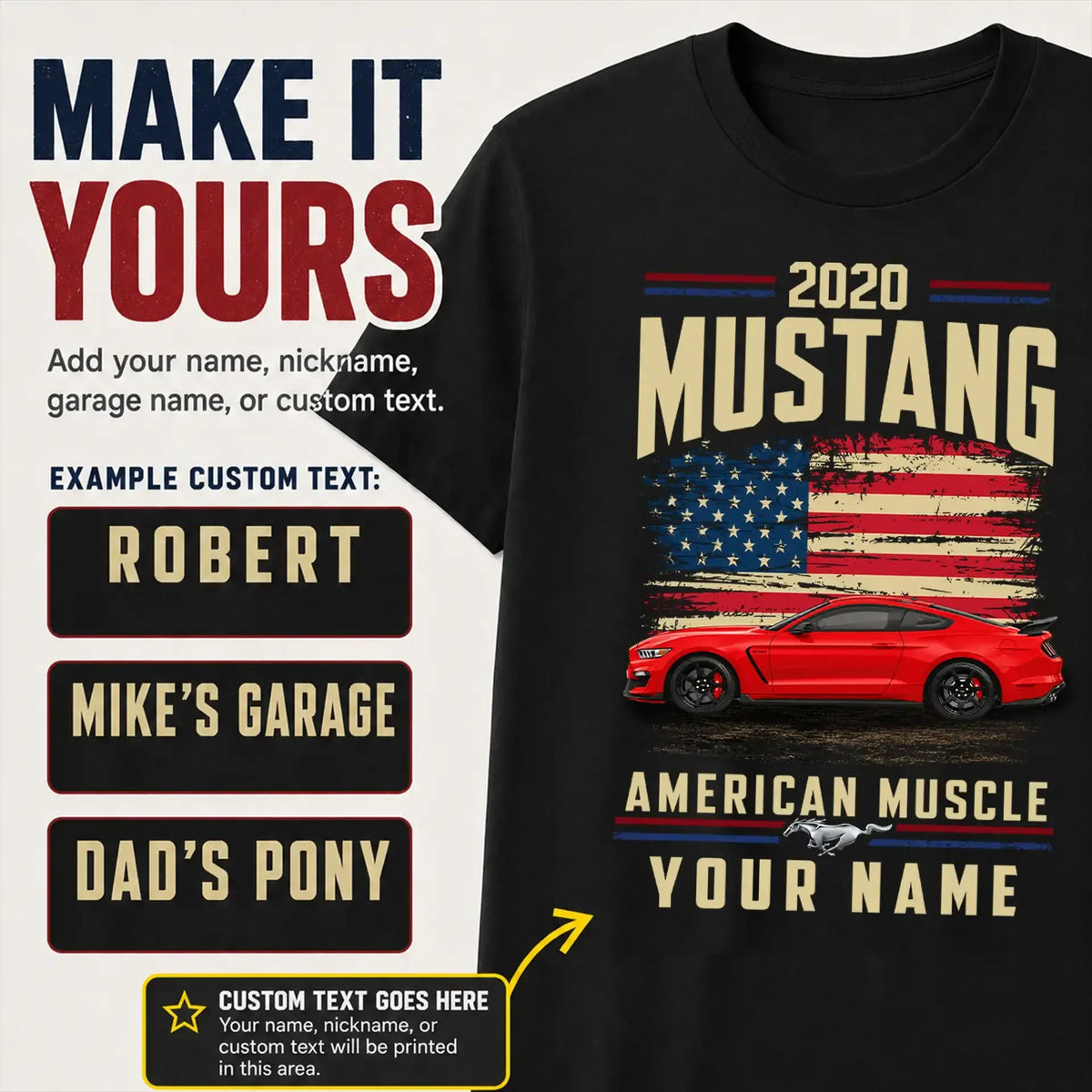 2020 Mustang Muscle Car Personalized Apparel