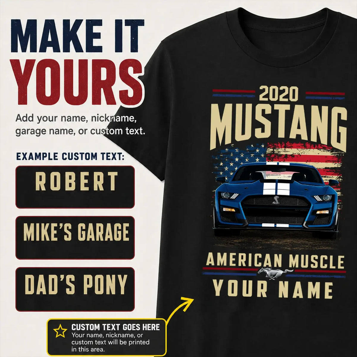 2020 Mustang Muscle Car Personalized Apparel
