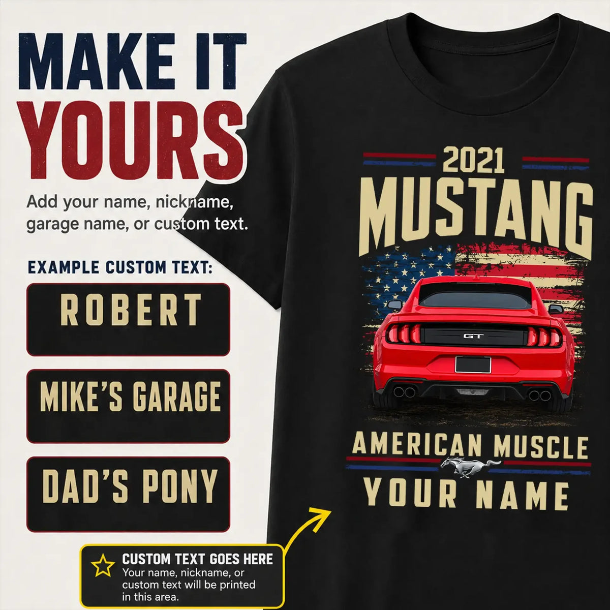 2021 Mustang Muscle Car Personalized Apparel