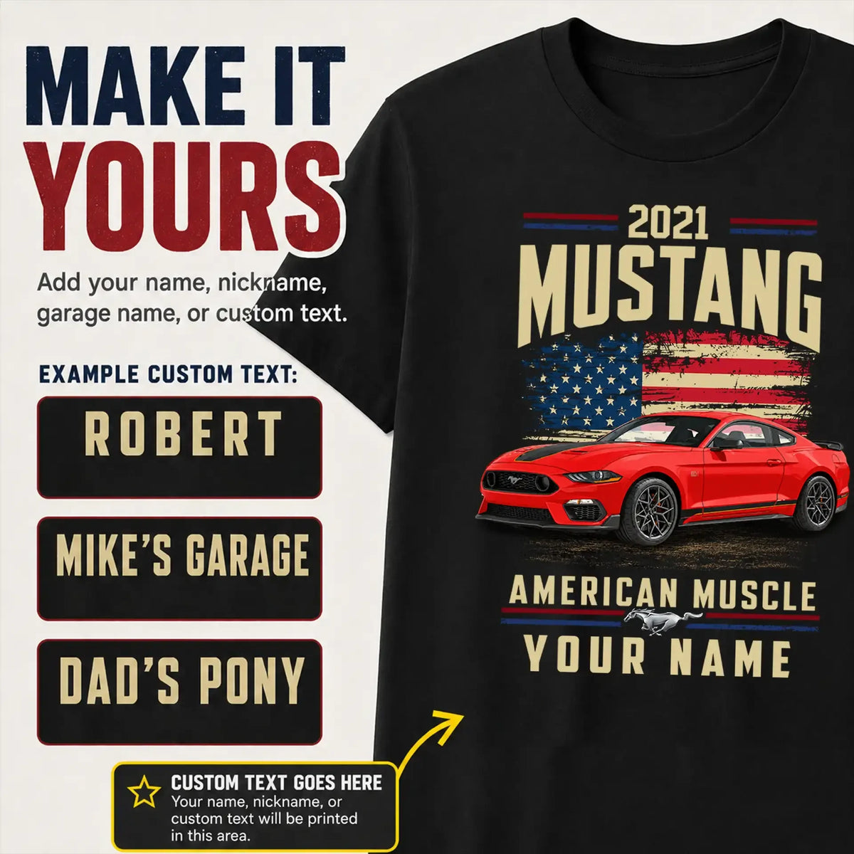 2021 Mustang Muscle Car Personalized Apparel