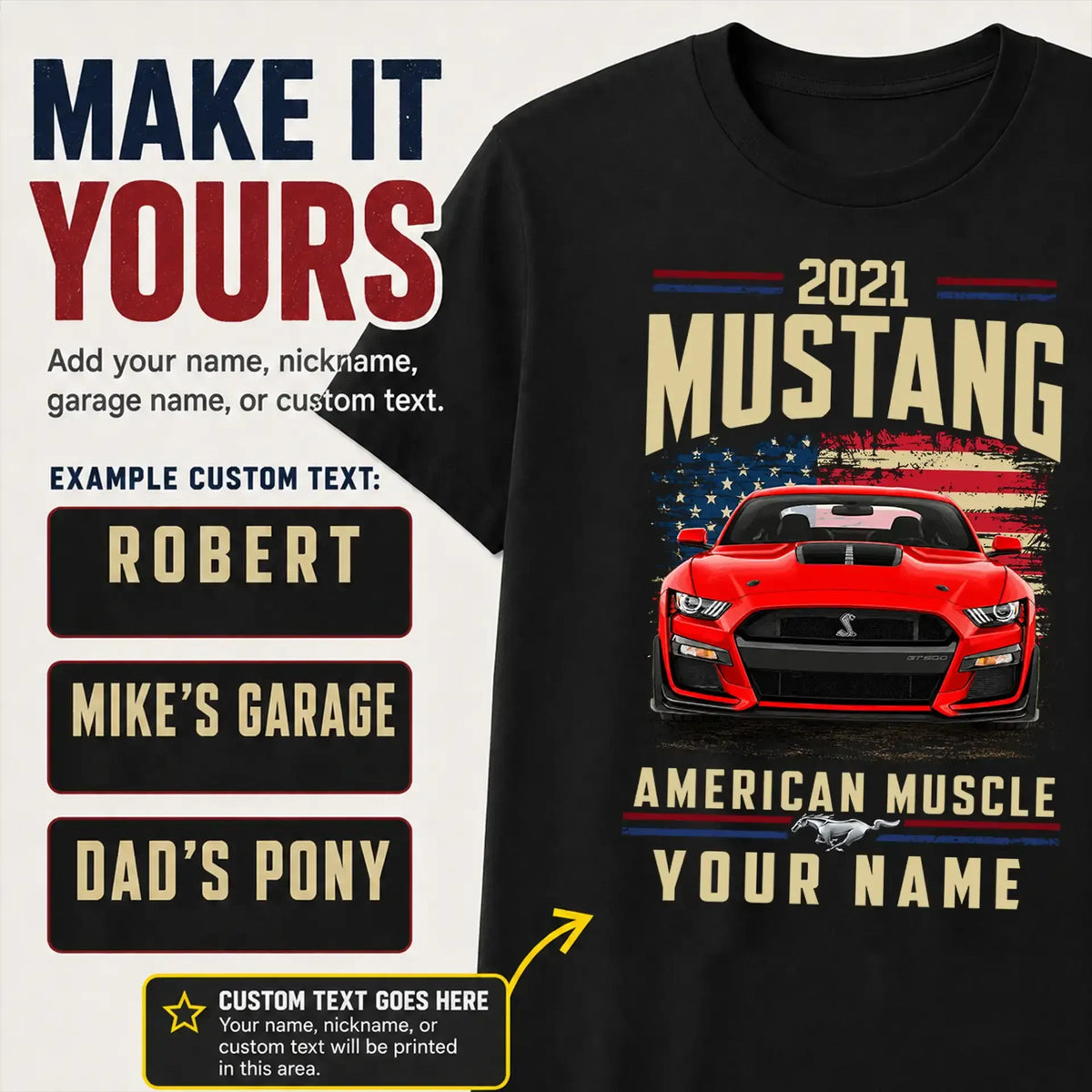 2021 Mustang Muscle Car Personalized Apparel