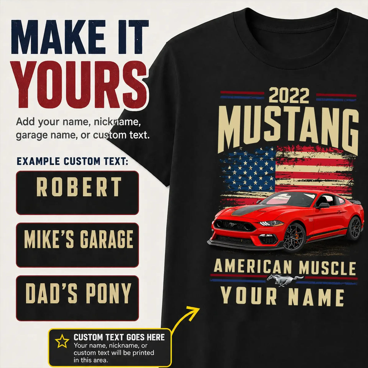 2022 Mustang Muscle Car Personalized Apparel