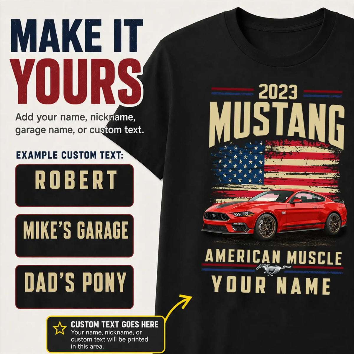 2023 Mustang Muscle Car Personalized Apparel